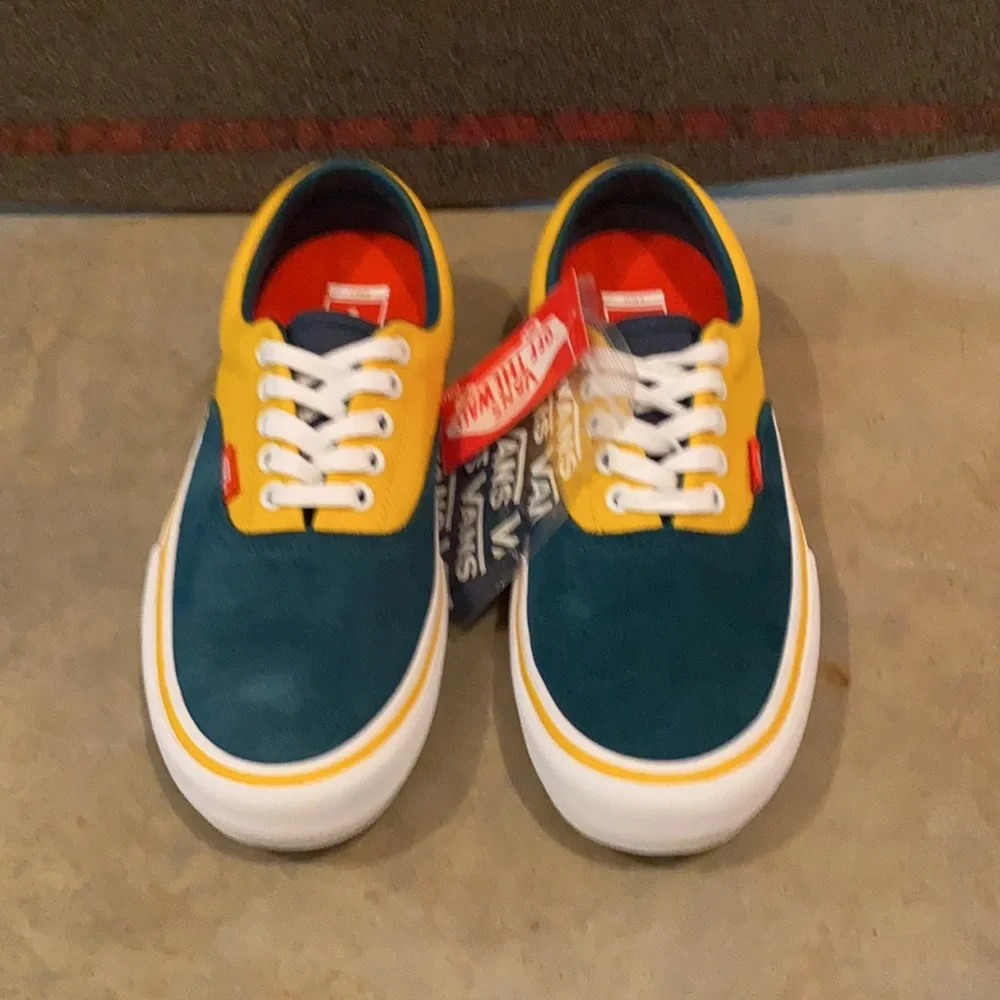 Vans Authentic Two-Tone Yellow & Teal Canvas Sneakers